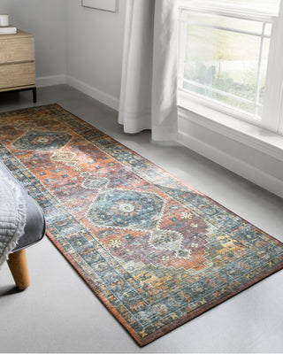 Rust Blue Printed Polyester Skye Area Rug by Loloi II, 2'-0" X 5'-0"