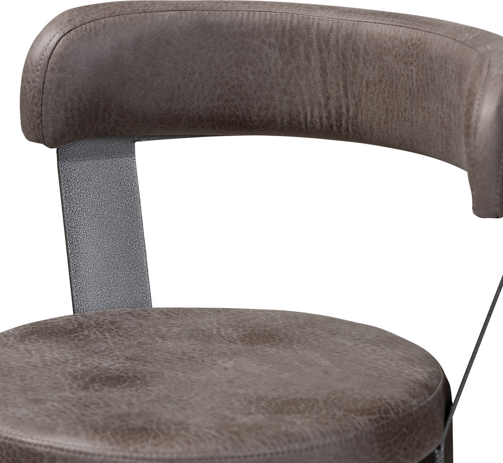 Stevan Industrial Gray Faux Leather Upholstered Pub Stool Set