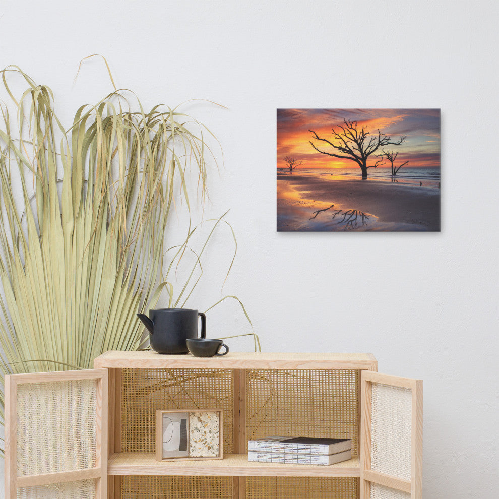 Sunrise & Trees At Edisto Island Coastal Landscape Photo Canvas Wall Art Print, 18" X 24"