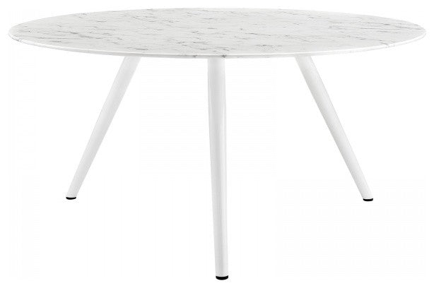 Modway Lippa 60" Round Artificial Marble Dining Table With Tripod Base, White