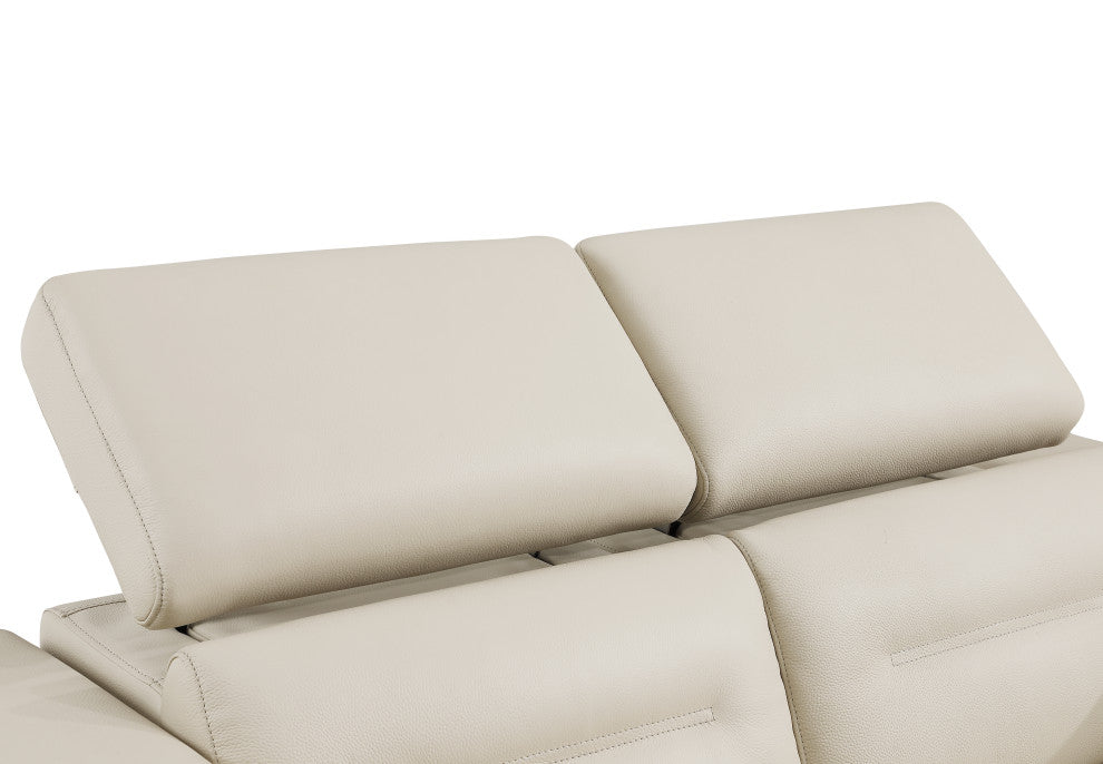Arezzo Genuine Italian Leather Modern Sofa, Beige