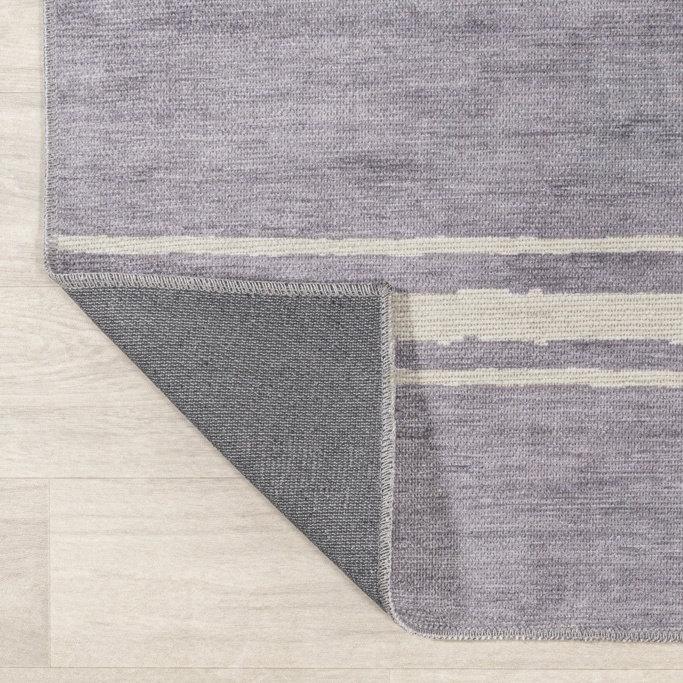 Bande Distressed Ticking Stripe Machine-Washable Area Rug, 2 X 8