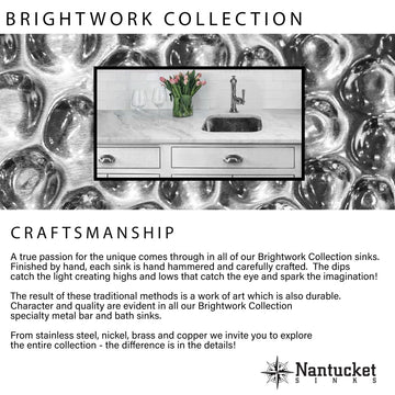 Nantucket Sinks' 15" Hand Hammered Round Bar Sink, Rs15-Ss