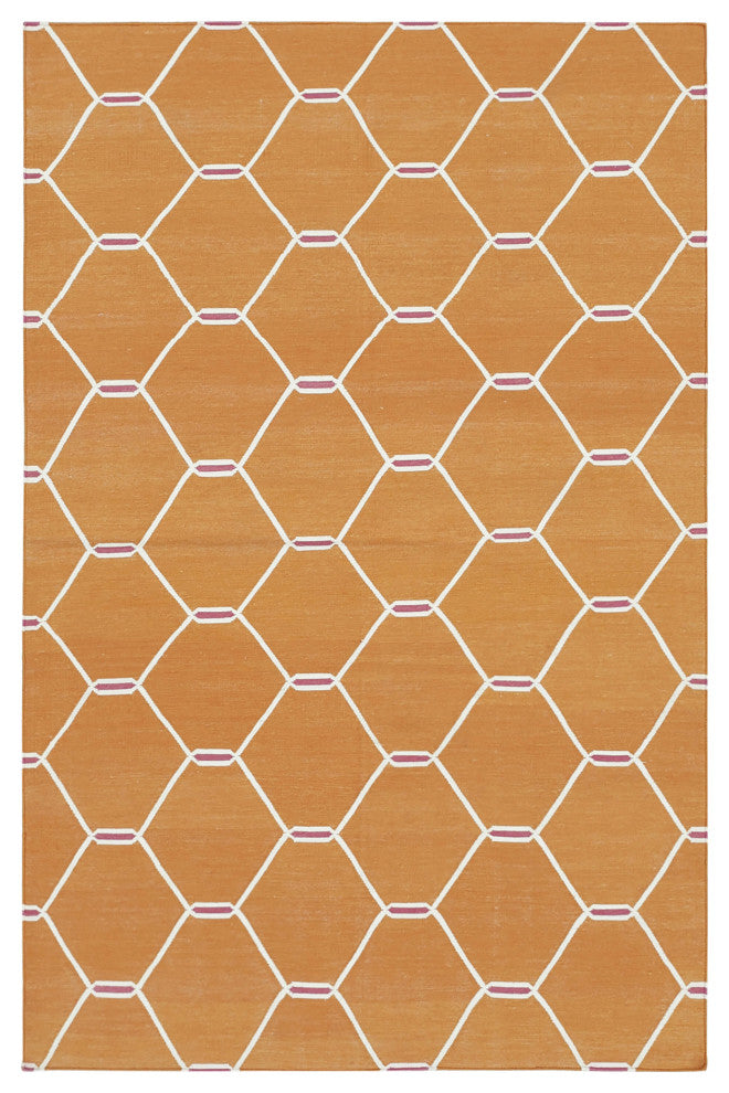 Rug N Carpet - Handmade Wool 3' 8'' x 5' 7'' Modern Design Dhurrie Kilim Rug