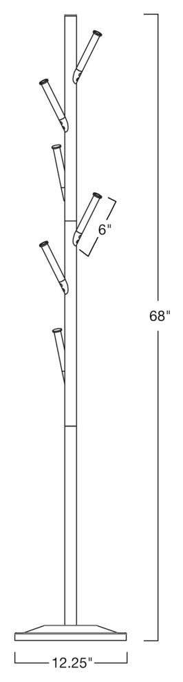 Kira Home Addison 68" 6 Hook Free Standing Metal Coat Rack, Weighted Base