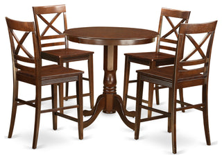 5 Pc Counter Height Dining Room Set -Pub Table And 4 Dining Chairs, Mahogany