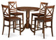 5 Pc Counter Height Dining Room Set -Pub Table And 4 Dining Chairs, Mahogany