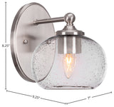 Capri 1-Light Wall Sconce, Brushed Nickel/Clear Bubble