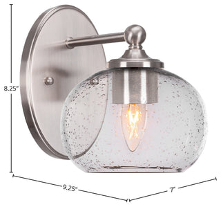 Capri 1-Light Wall Sconce, Brushed Nickel/Clear Bubble