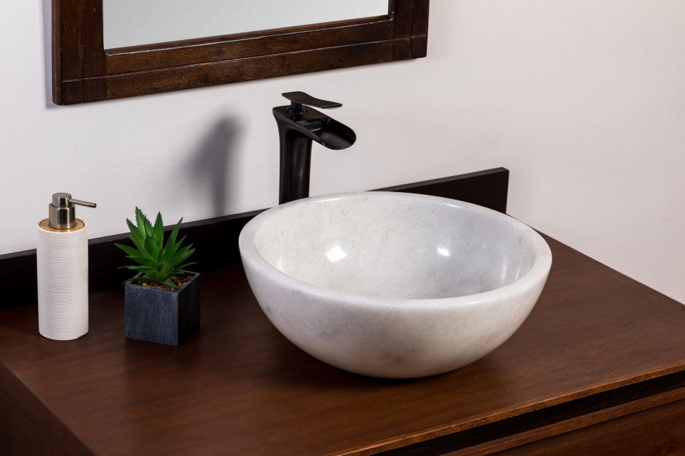 Natural Stone Vessel Bathroom Sink, Isidro Marble