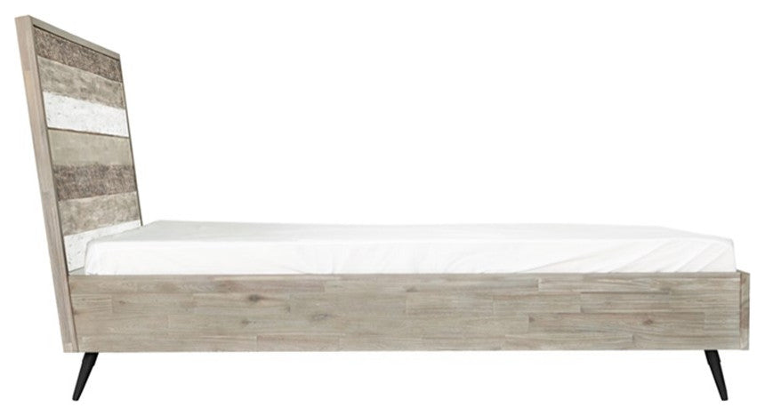 Armen Living Bridges 89"Modern Wood Queen Platform Bed in Natural/Gray