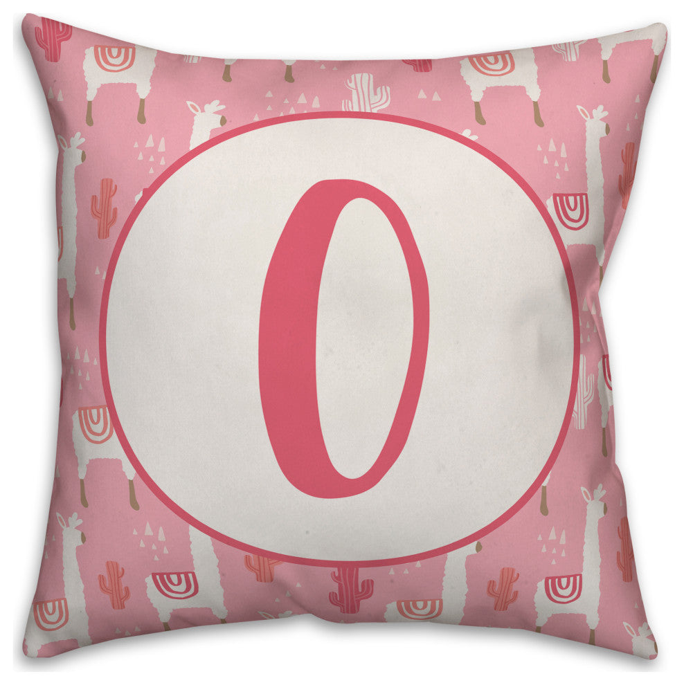 Monogram Lllama Pattern - O 16x16 Spun Poly Pillow