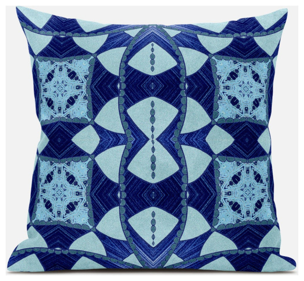 20" Sky Blue Cosmic Circle Boho Suede Throw Pillow