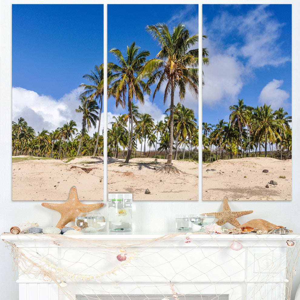 "Anakena Beach in Easter Island" Canvas Wall Art, 3 Panels, 36"x28"