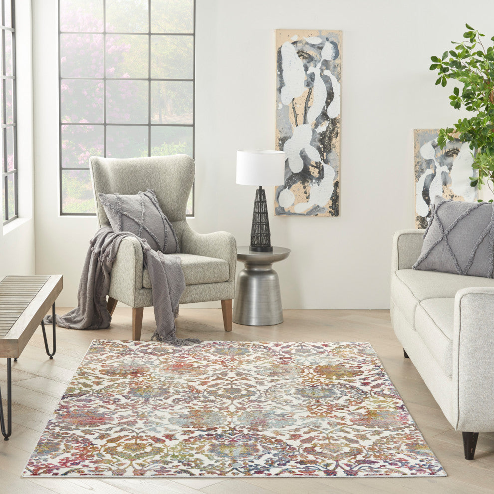 Nourison Ankara Global 4' x 6' White/Multi Vintage Indoor Area Rug