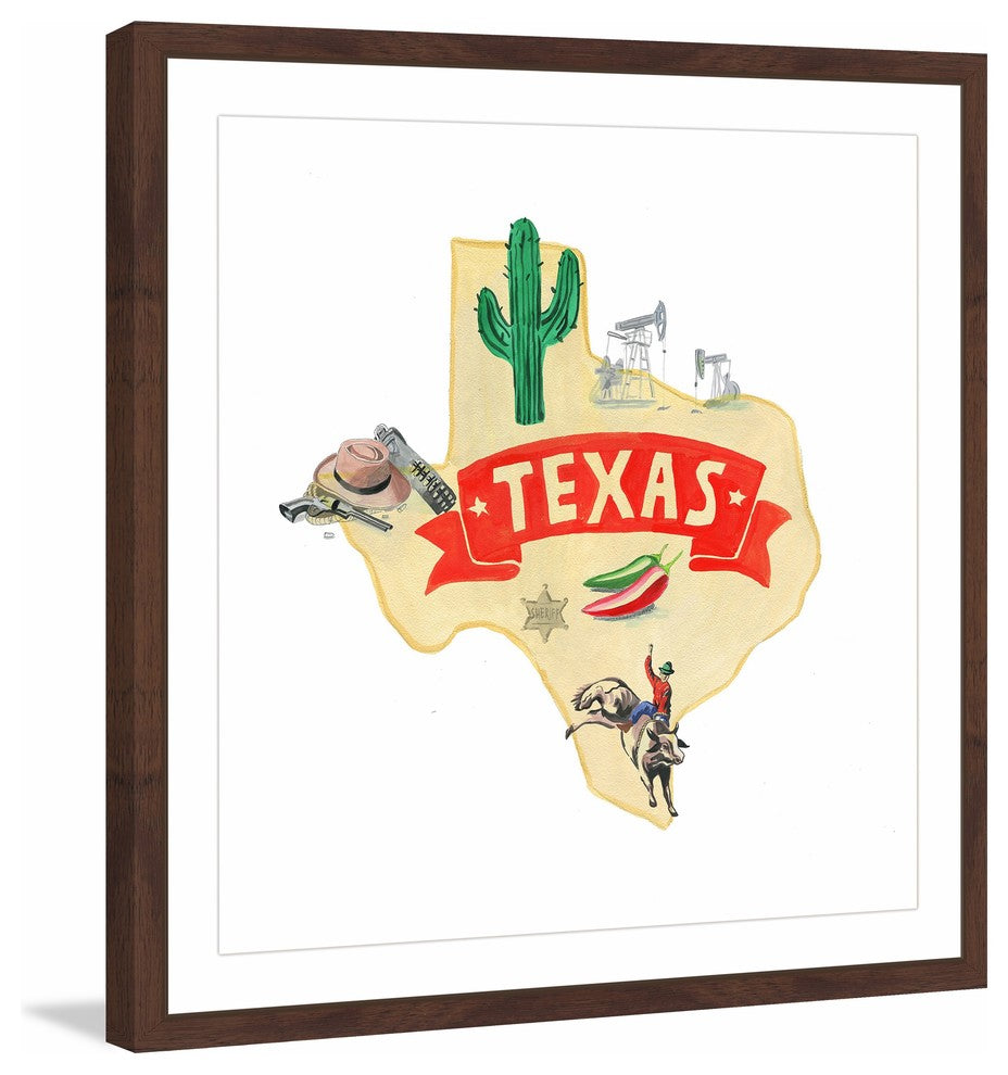 "Bold Red Texas" Framed Painting Print, 32x32