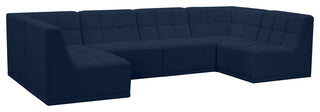 Relax Velvet Upholstered 6-Piece U-Shaped Modular Sectional, Navy
