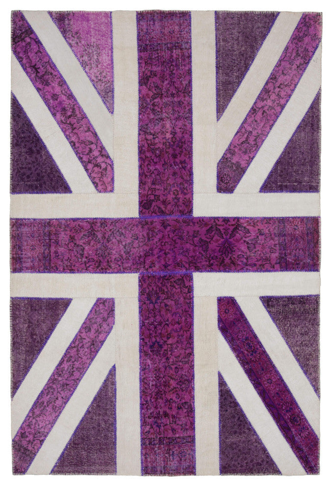 Rug N Carpet - Hand-knotted Turkish 6' 7'' x 9' 11'' Flag Patchwork Rug