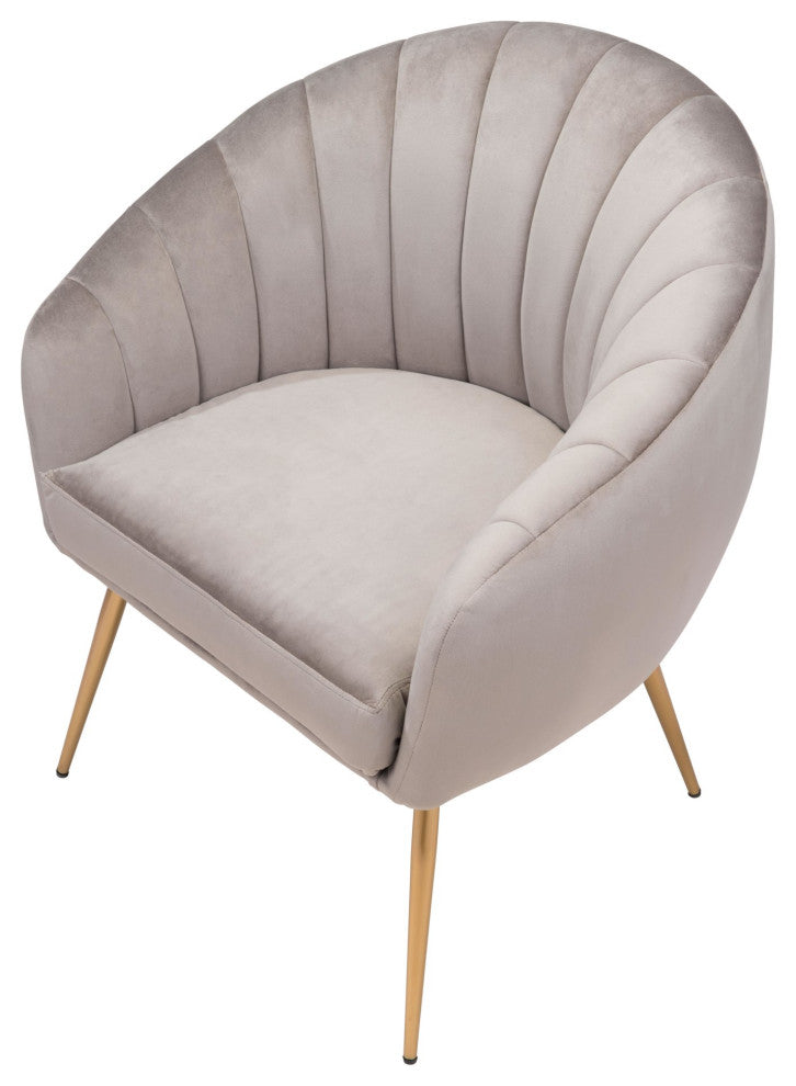 Accent Chair, Steel Metal, Fabric, Gray, Gold, Lounge Lobby Hospitality