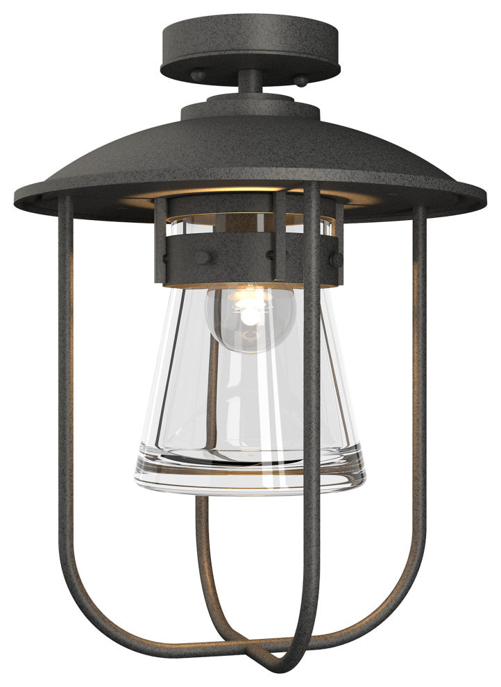 Erlenmeyer Outdoor Semi-Flush, Coastal Natural Iron Finish, Clear Glass
