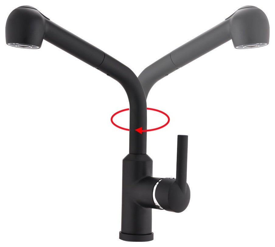 Givingtree Brass Single Handle Pull Out Kitchen Faucet Matte Black