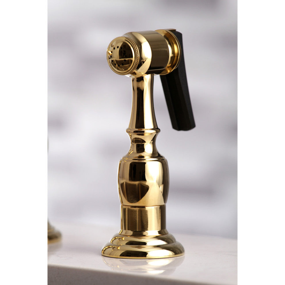 KS7272PKLBS Duchess Bridge Kitchen Faucet With Brass Sprayer, Polished Brass
