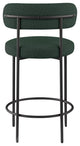 Beacon Upholstered Stool, Set of 2, Green, Matte Black Finish, Boucle Fabric