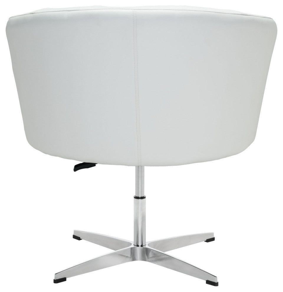 Accent Chair, Faux Vinyl Leather, Steel, White, Silver, Lounge Cafe Hospitality
