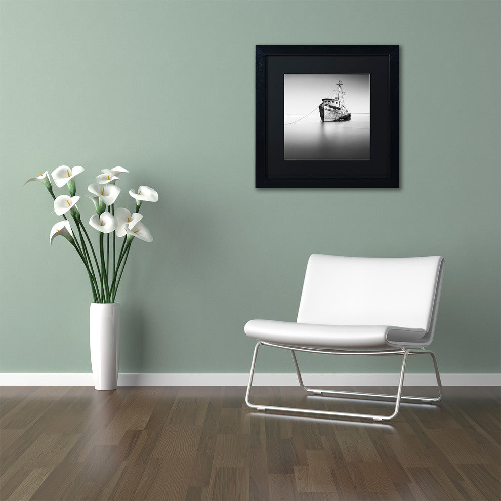 "Barco Hundido" Matted Framed Canvas Art by Moises Levy