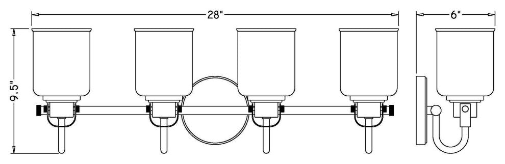 Zlite 340-4V-CH 4-Light Vanity, Clear Seeded