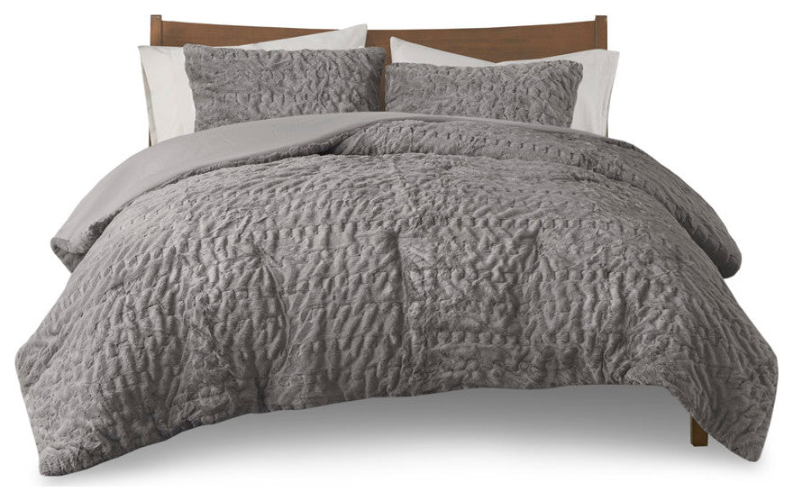 Madison Park Blair All Season Ruched Fur Down Alternative Comforter Set