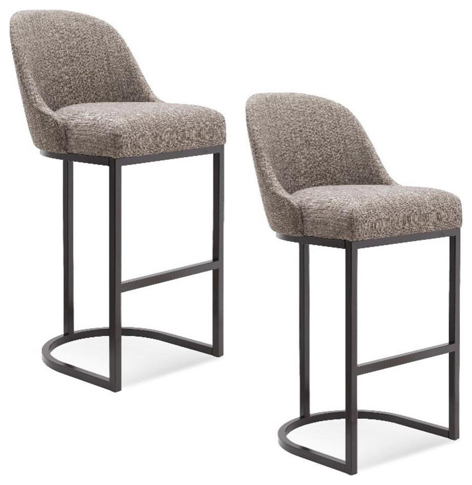 Leick Favorite Finds Barrel Back Metal Bar Stool Set in Gray/Espresso
