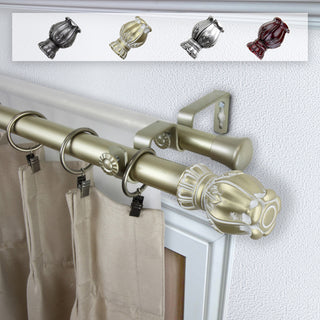 Nichole 1" Double Curtain Rod, Light Gold, 66-120"