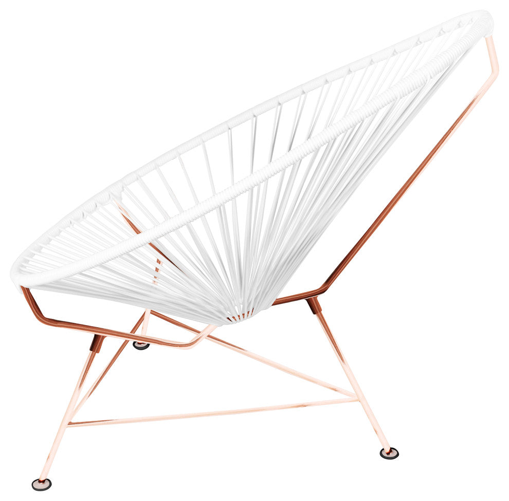 Junior Indoor/Outdoor Handmade Acapulco Chair, White Weave, Copper Frame