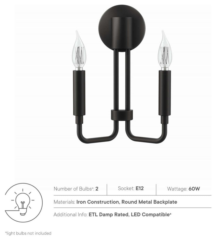 Sconce Wall Lamp Light Fixture, Black, Mid Century Living Kitchen Bistro Cafe