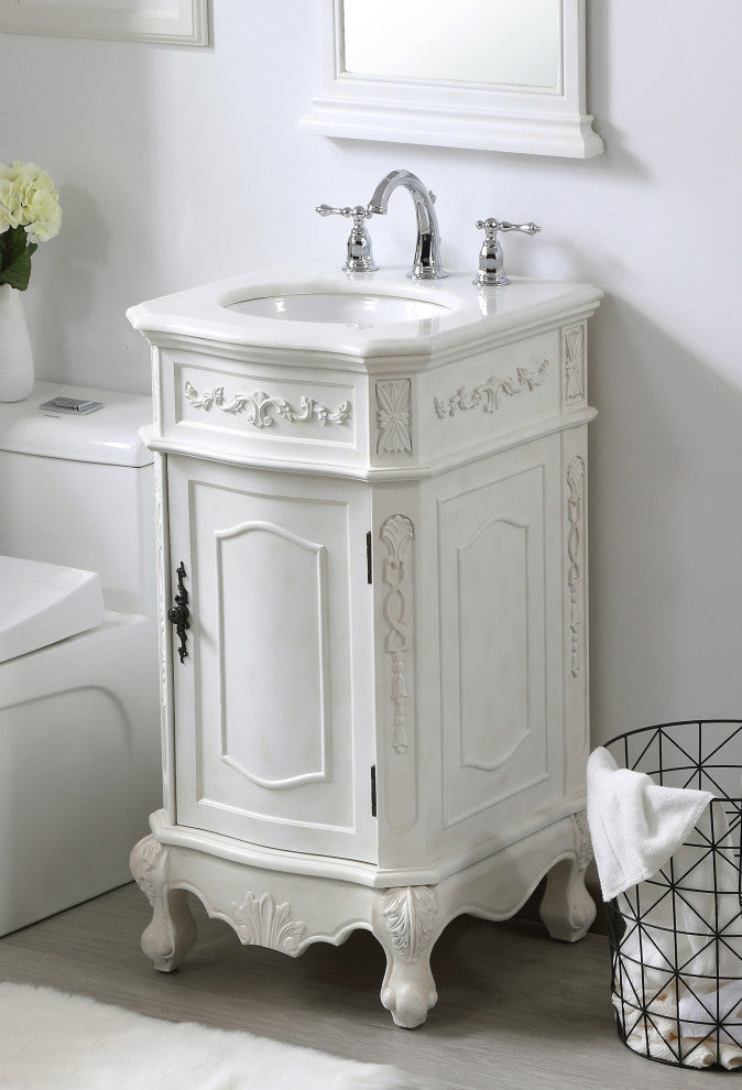 Bathroom Vanity, Antique White, 19", Single Sink