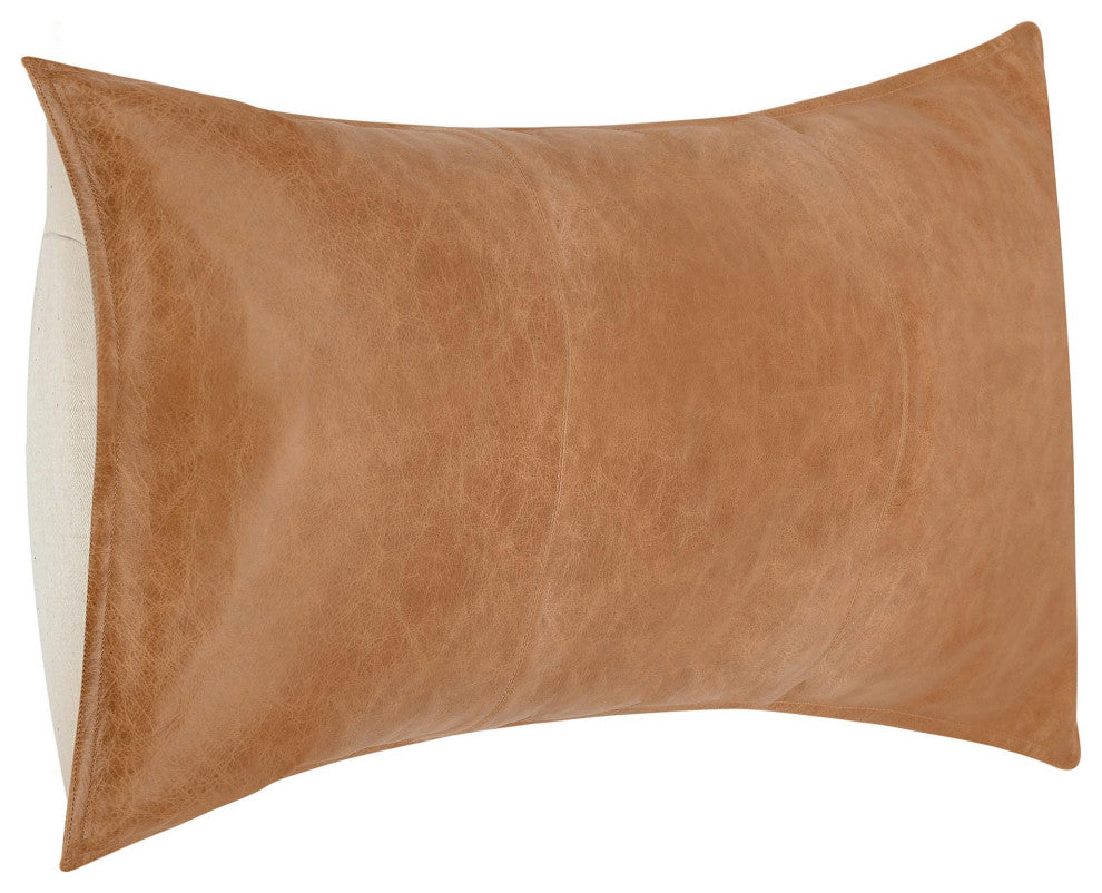 Kosas Home Cheyenne 100% Leather 16x36" Throw Pillow, Chestnut