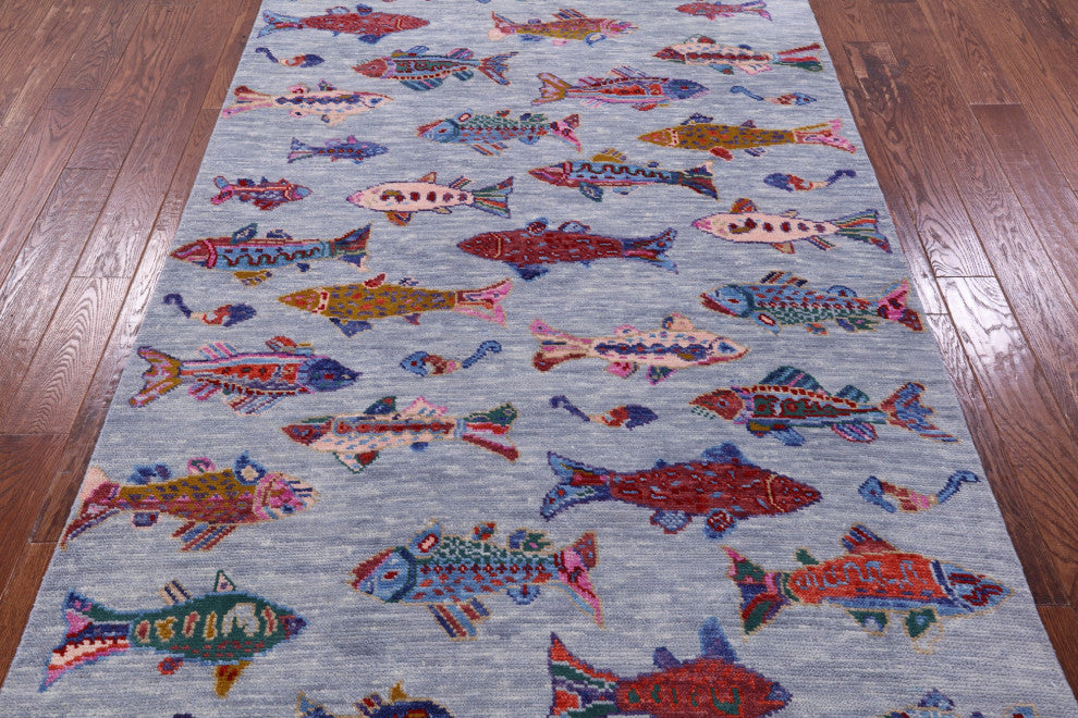 Gabbeh Fish Design Handmade Rug 5' 1" X 8' 0" - Q15880