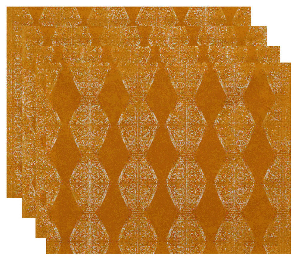Pyramid Stripe Geometric Print Placemat, Set of 4, Gold