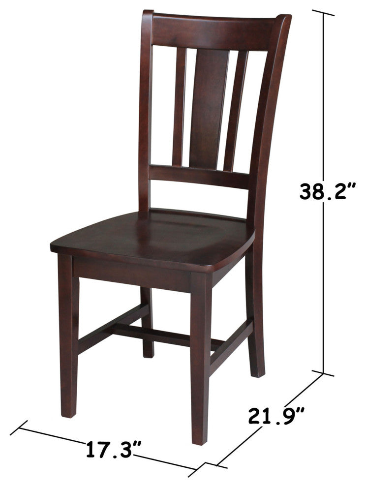 Set of Two San Remo Slat Back Chairs, Rich Mocha