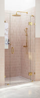 37"Wx78"H Frameless 3 Panel Inline Shower Door, Polished Brass