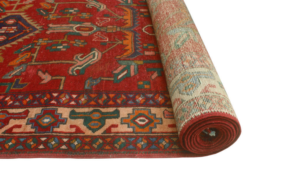 Fine Vintage Distressed Raedburn Red/Beige Runner, 3'8x13'10