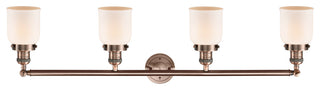 Bell 4-Light 42" Bath Vanity Light, LED, Antique Copper, Matte White