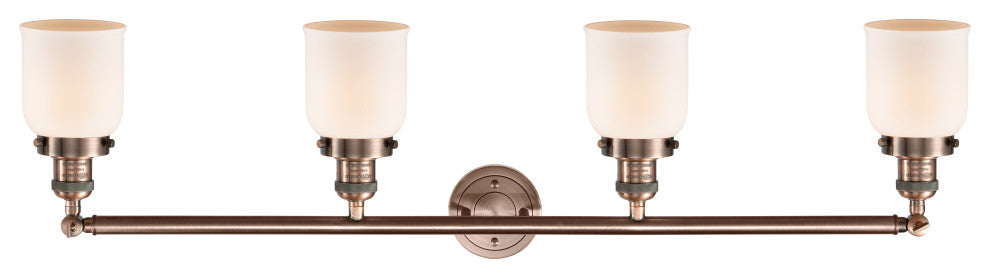 Bell 4-Light 42" Bath Vanity Light, LED, Antique Copper, Matte White