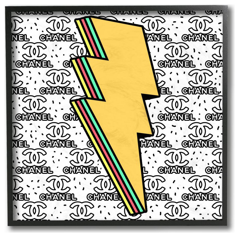 Fashion Lightning Bolt Symbol over Glam Pattern12x12