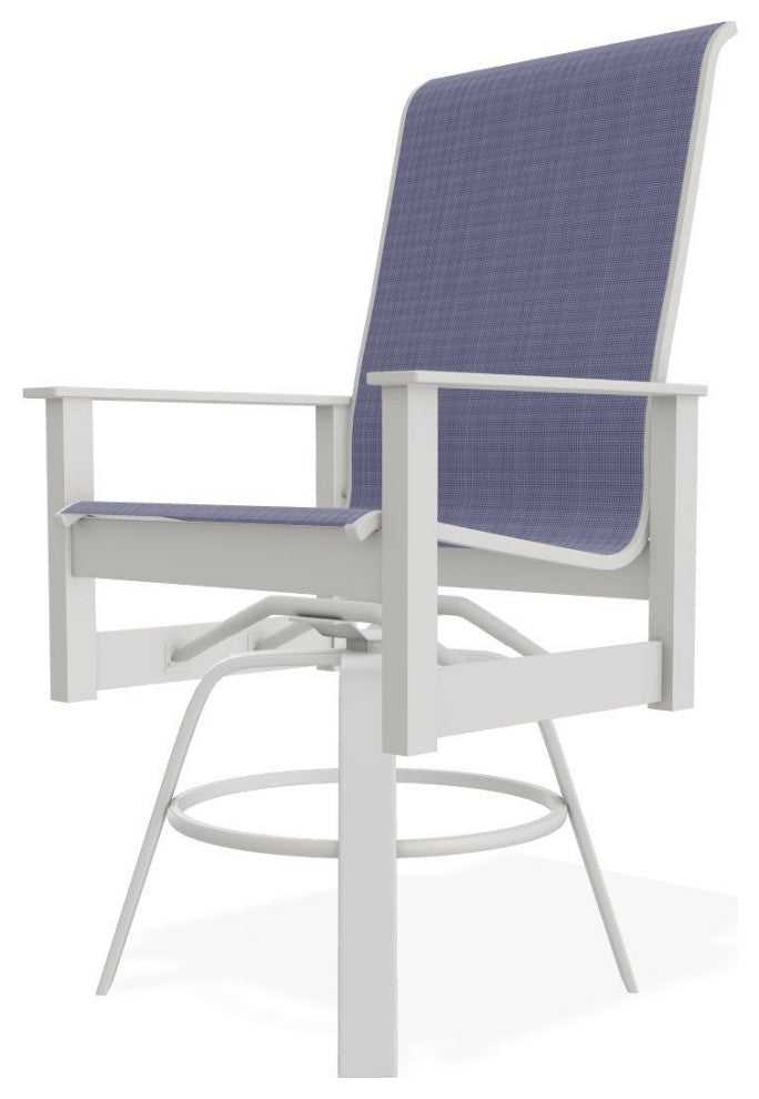 Leeward Sling Balcony Height Outdoor Swivel Armchair, Breeze/Snow