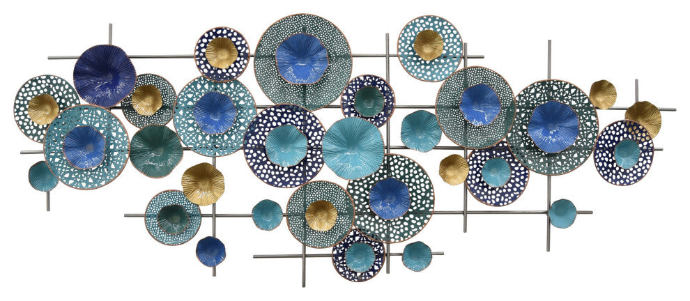 Plutus Brands Abstract Wall Decor, Blue Metal