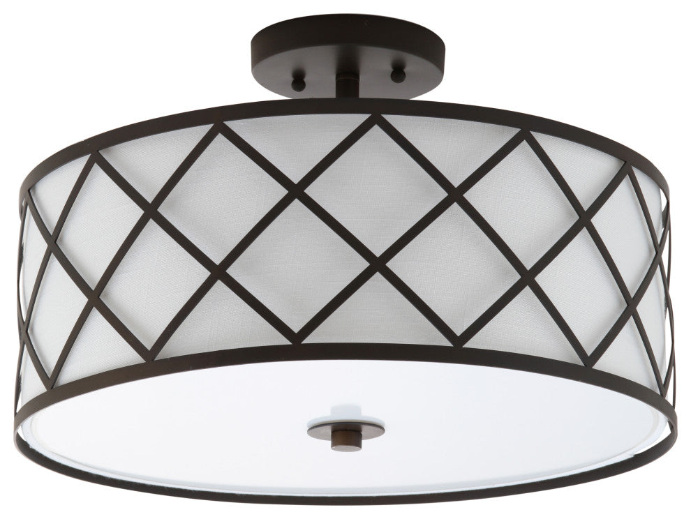 Elizabeth Metal LED Flush Mount, 16.75", Oil Rubbed Bronze, White Shade