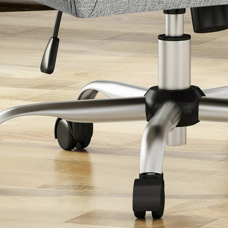 Contemporary Office Chair, Swiveling Design With Plush Seat & Sloped Arms, Gray