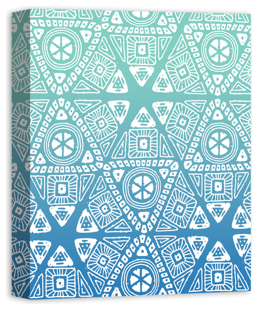 Blue Sunset Tribal Pattern  16x20 Canvas Wall Art